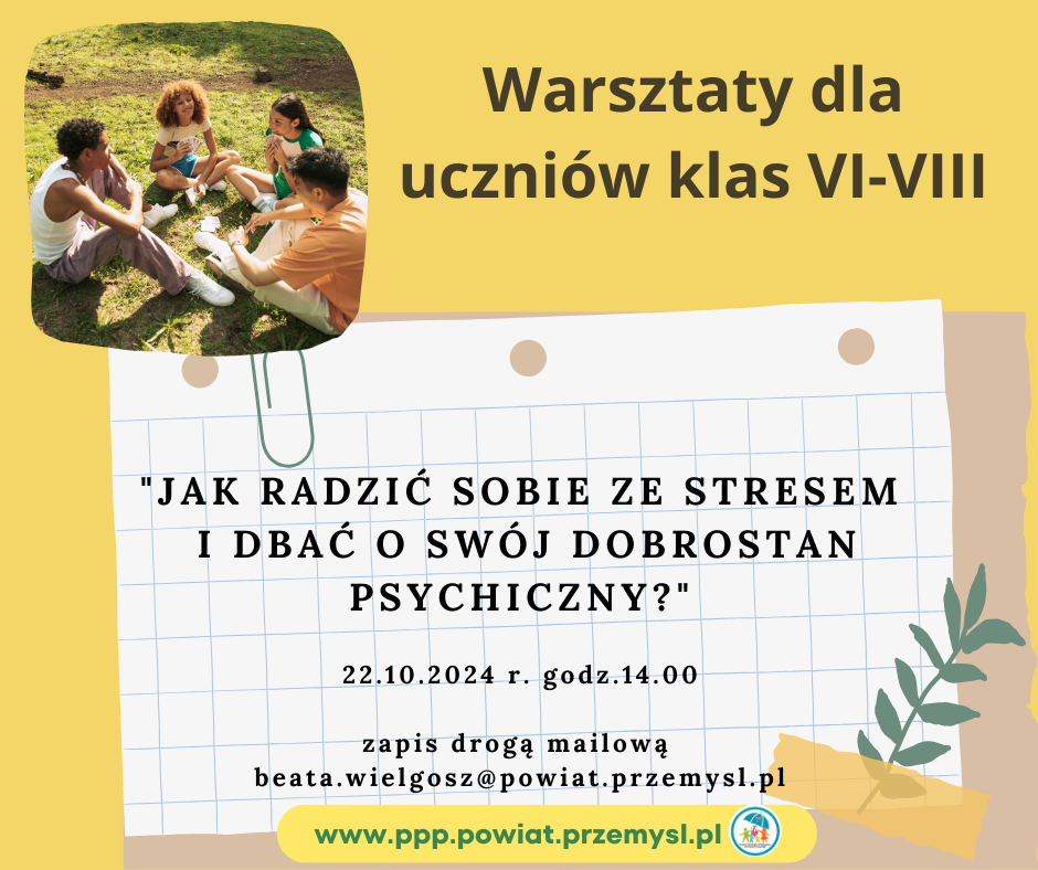 grupa Przeznaczona jest dla uczniów klas VI VIII doświadczających obniżenia nastroju trudności w relacjach rówieśniczych i rodzinnych spotkaNia będą się odbywały we wtorki 14.45 15.45 zapis Do g